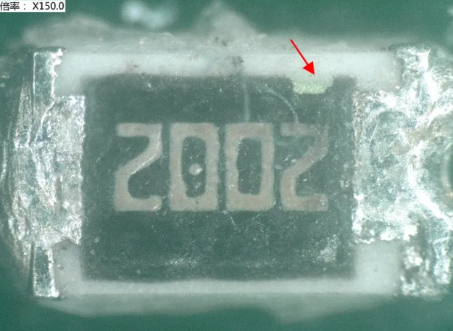 高倍外觀檢查-電阻2的NG品保護層明顯破損